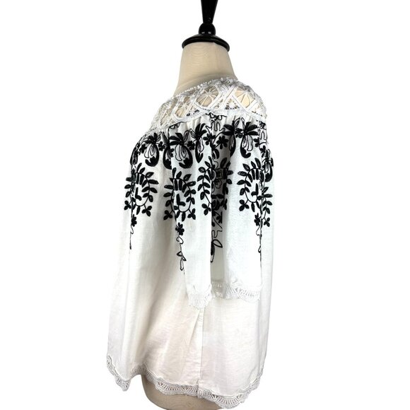 Spring Cottage Boho Embroidered Romwe Cold Shoulder Floral Blouse, Women's XL - Picture 3 of 10